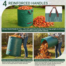 Carica l'immagine nel visualizzatore di Gallery, Velway 300 L x 2 Sacchi per Rifiuti da Giardino Riutilizzabili con Maniglie