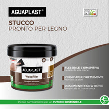 Carica l'immagine nel visualizzatore di Gallery, Stucco per Legno Pronto all’Uso – Aguaplast Woodfiller Colore Noce Scuro 1 kg - Fibrorinforzato – Riempitivo per Buchi e