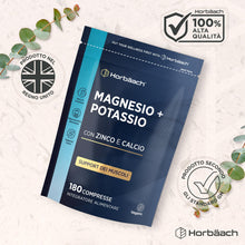 Carica l'immagine nel visualizzatore di Gallery, Magnesio e Potassio + Zinco e Calcio - 180 Compresse Vegane