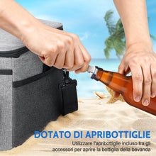 Carica l'immagine nel visualizzatore di Gallery, Borsa Termica Porta Pranzo 15L con Tracolla, Impermeabile, Grigio