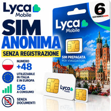 Carica l'immagine nel visualizzatore di Gallery, Sim 100% anonima Lycamobile Polonia, pronta per l'utilizzo, utilizzabile in italia, contratto a consumo, nessun canone m
