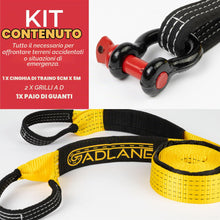 Carica l'immagine nel visualizzatore di Gallery, GADLANE Corda di traino ad alta visibilità 5m x 5cm (Giallo)