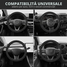 Carica l'immagine nel visualizzatore di Gallery, 1 Coprivolante Auto, Coprivolante Per Auto Grigio Nero Diametro 38 Cm, Coprivolante In Fibra Sintetica, Per Comfort E Pr