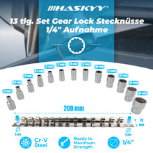 Carica l'immagine nel visualizzatore di Gallery, HASKYY Set di chiavi a bussola da 13 pezzi, 1/4", 4-14 mm, HASKYY, Torx, E-Profile