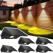 Carica l'immagine nel visualizzatore di Gallery, Lampada Solare da Esterno Up &amp; Down Set da 6 Luci Solari da Esterno Bianco Caldo 3000K Faretti Solari a LED da Esterno 1