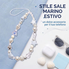 Carica l'immagine nel visualizzatore di Gallery, Laccetto per Cellulare con Perline Blu, Catenina per Telefono con Stelle, Charm Cellulare Y2K e Cordino da Polso per Fot