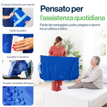 Carica l'immagine nel visualizzatore di Gallery, EYRA Telo di scivolamento per anziani 122×102 cm con 8 maniglie – Telo di trasferimento e supporto al posizionamento per