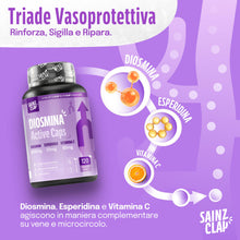 Carica l'immagine nel visualizzatore di Gallery, SainzClap® Integratore Triade Diosmina Esperidina Vitamina C, 120 Capsule