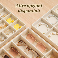 Carica l'immagine nel visualizzatore di Gallery, Pickpiff Organizer Occhiali da Sole, Organizer Occhiali Velluto 8 Scomparti, 35x24x4cm, Beige