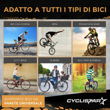 Carica l'immagine nel visualizzatore di Gallery, Supporto Da Parete Per Bicicletta Fino A 40 Kg, Robusto Supporto Da Parete Per Mountain Bike, Bici Da Strada, E-Bike, Co