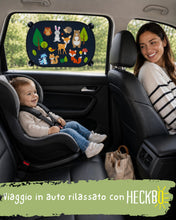 Carica l'immagine nel visualizzatore di Gallery, HECKBO 2X parasole per auto con 8 ventose - motivo animali della foresta - 44x36cm - parasole per finestrino laterale de