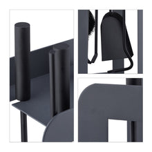 Carica l'immagine nel visualizzatore di Gallery, Relaxdays Set di Attrezzi da Camino, 5 Accessori, Attizzatoio, Paletta, Scopino, Pinza e Supporto Utensili, Grigio Nero