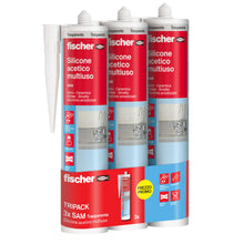 Carica l'immagine nel visualizzatore di Gallery, Fischer TRI-PACK SAM Silicone Acetico Multiuso Certificato CE