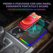 Carica l'immagine nel visualizzatore di Gallery, Tappetino di Ricarica Wireless Auto RGB, 15W Caricabatterie Wireless