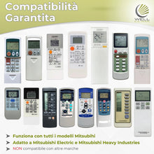 Carica l'immagine nel visualizzatore di Gallery, Wellclima WEC-MI1 Telecomando Universale per Condizionatori Mitsubishi, Pronto all'Uso in Secondi, Compatibile con Pompa