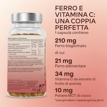 Carica l'immagine nel visualizzatore di Gallery, Integratore Ferro e Vitamina C Naturale - Ferro Bisglicinato 42mg Integratori Stanchezza Fisica e Mentale, Globuli Rossi