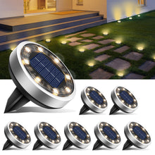 Carica l'immagine nel visualizzatore di Gallery, btfarm 8 Pezzi Luci Solari da Giardino, 8 LED Faretti Sepolta Solari a Led da Esterno, IP65 Impermeabile Lampade Faretto