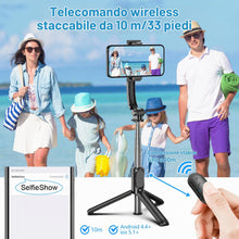 Carica l'immagine nel visualizzatore di Gallery, SelfieShow Bastone Selfie per Iphone, 106cm Estensibile Selfie Stick Monopiede 4 in 1 Asta Bastone Selfie Treppiede con 