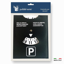 Carica l'immagine nel visualizzatore di Gallery, pubblimania Disco ORARIO Maxi Modello Lusso Tipo Carbonio - parcheggio Ora di Arrivo valido Tutta Europa. Ecopelle Morbi