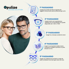 Carica l'immagine nel visualizzatore di Gallery, OPULIZE RIO Occhiali da Lettura Anti Luce Blu - Montatura con Bordo Superiore Piatto - Nero - Uomo e Donna - Cerniere a 