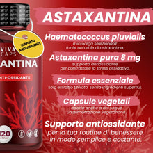 Carica l'immagine nel visualizzatore di Gallery, Astaxantina pura alto dosaggio 8mg per dose giornaliera 120cps 1 al giorno