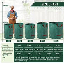 Carica l'immagine nel visualizzatore di Gallery, Velway 300 L x 2 Sacchi per Rifiuti da Giardino Riutilizzabili con Maniglie