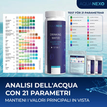 Carica l'immagine nel visualizzatore di Gallery, 21 Parametri, 125 + 20 Strisce per Test dell'Acqua Potabile + 2x Test Batteri Coliformi, Strisce per Test pH, Tester Acq
