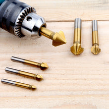 Carica l'immagine nel visualizzatore di Gallery, Svasatore per Metallo Legno, HTBAKOI Punta Trapano per Svasatore Titanio Rivestito in HSS 90°Gradi 6,3mm 8,3mm 10,4mm 12