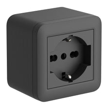 Carica l'immagine nel visualizzatore di Gallery, Electraline 60478 Contenitore da superficie FIXA con presa P40 (Schuko+10/16A), Nero, IP40, compatibile per installazion