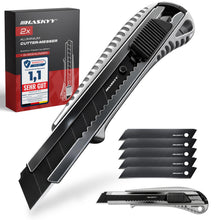 Carica l'immagine nel visualizzatore di Gallery, HASKYY Set 2 Taglierini Professionali 18mm + 5 Lame SK5 Premium - Cutter Sicurezza con Auto-Lock
