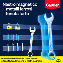 Carica l'immagine nel visualizzatore di Gallery, GAUDER Nastro magnetico adesivo forte, calamite adesive (3 m x 15 mm)