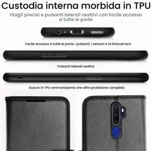 Carica l'immagine nel visualizzatore di Gallery, TECHGEAR Custodia in Pelle Oppo A9 / A5 2020, Cover Libro Protettiva con Slot per Schede, Supporto e Cinturino da Polso 