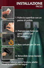 Carica l'immagine nel visualizzatore di Gallery, 4smile ganci adesivi bagno, set di 4, nero - Appendi porta asciugamani impermeabili, appendi accappatoio bagno e cucina 