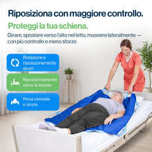 Carica l'immagine nel visualizzatore di Gallery, EYRA Telo di scivolamento per anziani 122×102 cm con 8 maniglie – Telo di trasferimento e supporto al posizionamento per