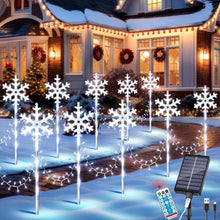 Carica l'immagine nel visualizzatore di Gallery, VEEKAY 10 Pezzi Luci di Natale Solare Esterno,Luci di Stringa Fiocchi di Neve di Natale,con luci a stella, 8 modalità,8 
