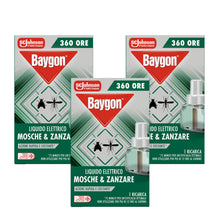 Carica l'immagine nel visualizzatore di Gallery, Baygon Liquido Elettrico Anti Mosche e Antizanzare, 3 Ricariche