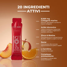 Carica l'immagine nel visualizzatore di Gallery, GOLD COLLAGEN Forte Liquid - 8.000mg Collagene Marino, 10 Stick