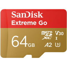 Carica l'immagine nel visualizzatore di Gallery, SanDisk 64GB Extreme Go scheda microSDXC + adattatore SD (per smartphones e Tablet Android, Action Cam, Drones, UHS-I, f