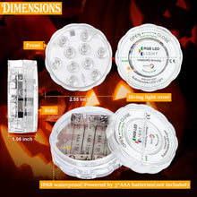 Carica l'immagine nel visualizzatore di Gallery, 2 Pezzi di Luci LED Sommergibili con Telecomando a Batteria, Luci Impermeabili RGB Multi Colore per Piscina, Base per Va