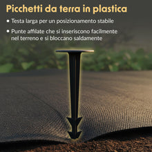 Carica l'immagine nel visualizzatore di Gallery, Fissaggio di ancoraggio a terra in plastica, 50 x – picchetti resistenti ai raggi UV, struttura a coste e ganci, testa l