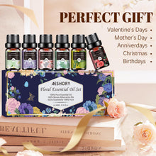 Carica l'immagine nel visualizzatore di Gallery, AESHORY Floreali Oli Essenziali per Diffusori 6 x 10ML, Set di Olio Essenziale di Aromaterapia Naturale al 100% per Mass