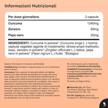 Carica l'immagine nel visualizzatore di Gallery, Nutravita Curcuma Bio, Piperina e Zenzero 1440 mg - 180 Curcumina Capsule