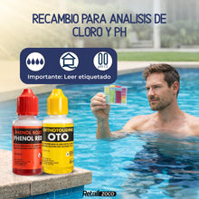 Carica l'immagine nel visualizzatore di Gallery, Kit di ricambio per test cloro e pH, flacone liquido fenolo e oto in gocce, accessori base per piscina, adatto a qualsia