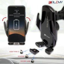Carica l'immagine nel visualizzatore di Gallery, Caricatore Wireless Auto 15W, Supporto Cellulare Auto con Bloccaggio Automatico e Rotazione 360°, Ricarica Rapida per Bo