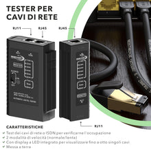 Carica l'immagine nel visualizzatore di Gallery, RedStar24 Tester di Rete - Tester Cavi LAN con RJ11, RJ12, RJ45 per Patch