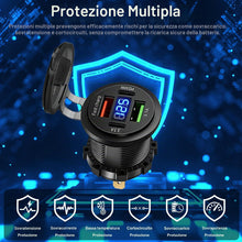 Carica l'immagine nel visualizzatore di Gallery, Aicharynic Confezione da 2 prese USB 12 V a 4 porte, caricatore USB in alluminio, display digitale PD30W/QC3.0, presa 12