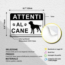 Carica l'immagine nel visualizzatore di Gallery, TAKULA Cartello Attenti al Cane 22x15cm – Alluminio per Cancelli e Giardini