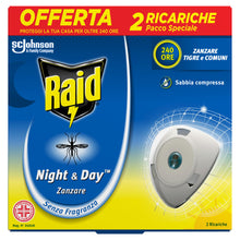 Carica l'immagine nel visualizzatore di Gallery, Raid Night &amp; Day, Antizanzare da Interno Sabbia Compressa, Inodore, 2 Ric.