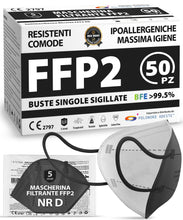 Carica l'immagine nel visualizzatore di Gallery, Polonord Adeste 50 Mascherine FFP2 nere CertCE | Buste singole sigillate