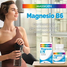 Carica l'immagine nel visualizzatore di Gallery, Massigen - Magnesio B6, 60 Capsule, Integratore per Funzione Muscolare e Nervosa, Contribuisce al Benessere Energetico e